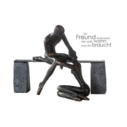 Poly Skulptur "Freundschaft" bronzefarben - HOLE-X-WORLD