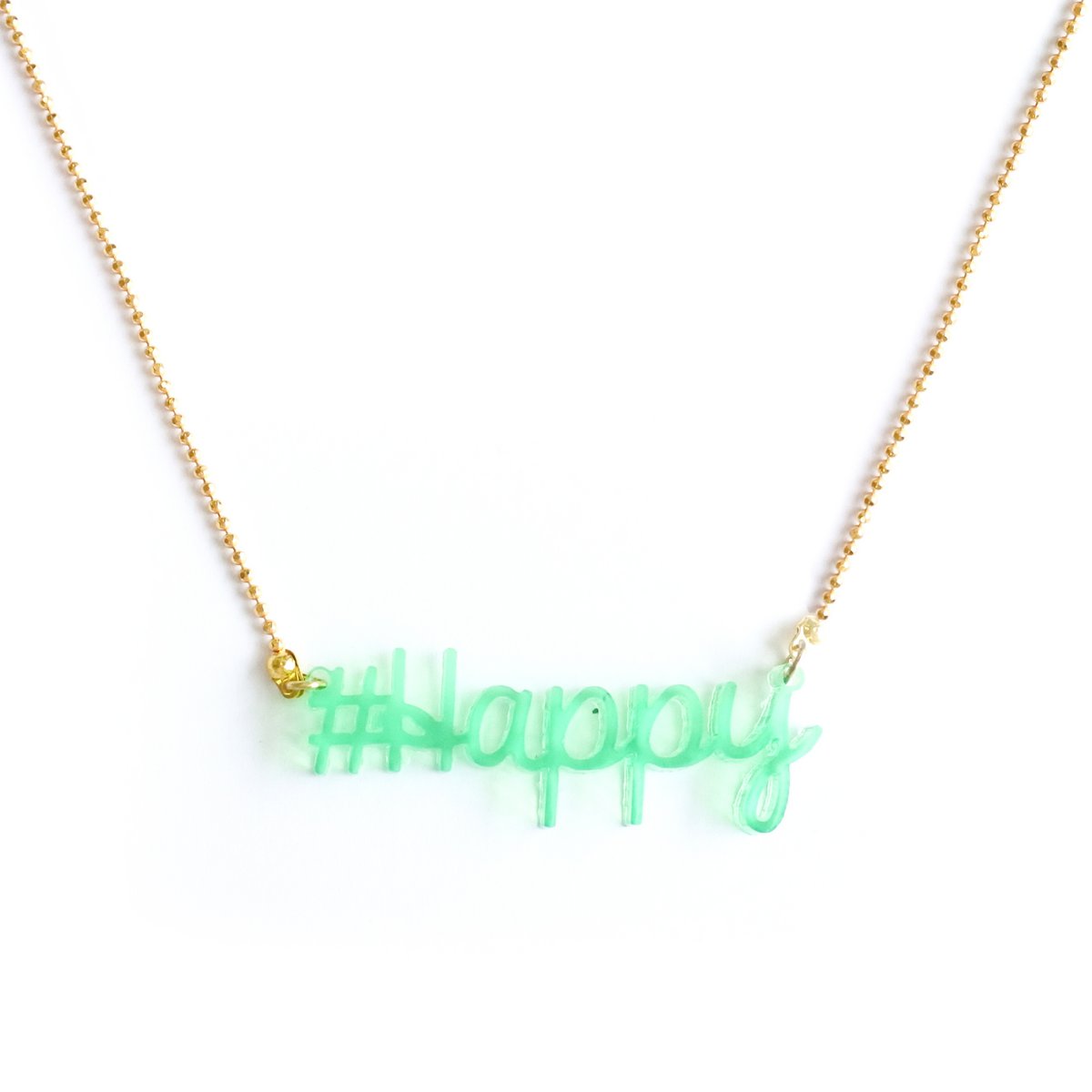 Halskette" #Happy"  aus recyceltem Kunststoff, 925 Silber 24K vergoldet