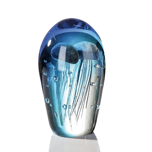 Skulptur, Figur, Dekoration QUALLE in blau-klar aus Glas Handarbeit - HOLE-X-WORLD