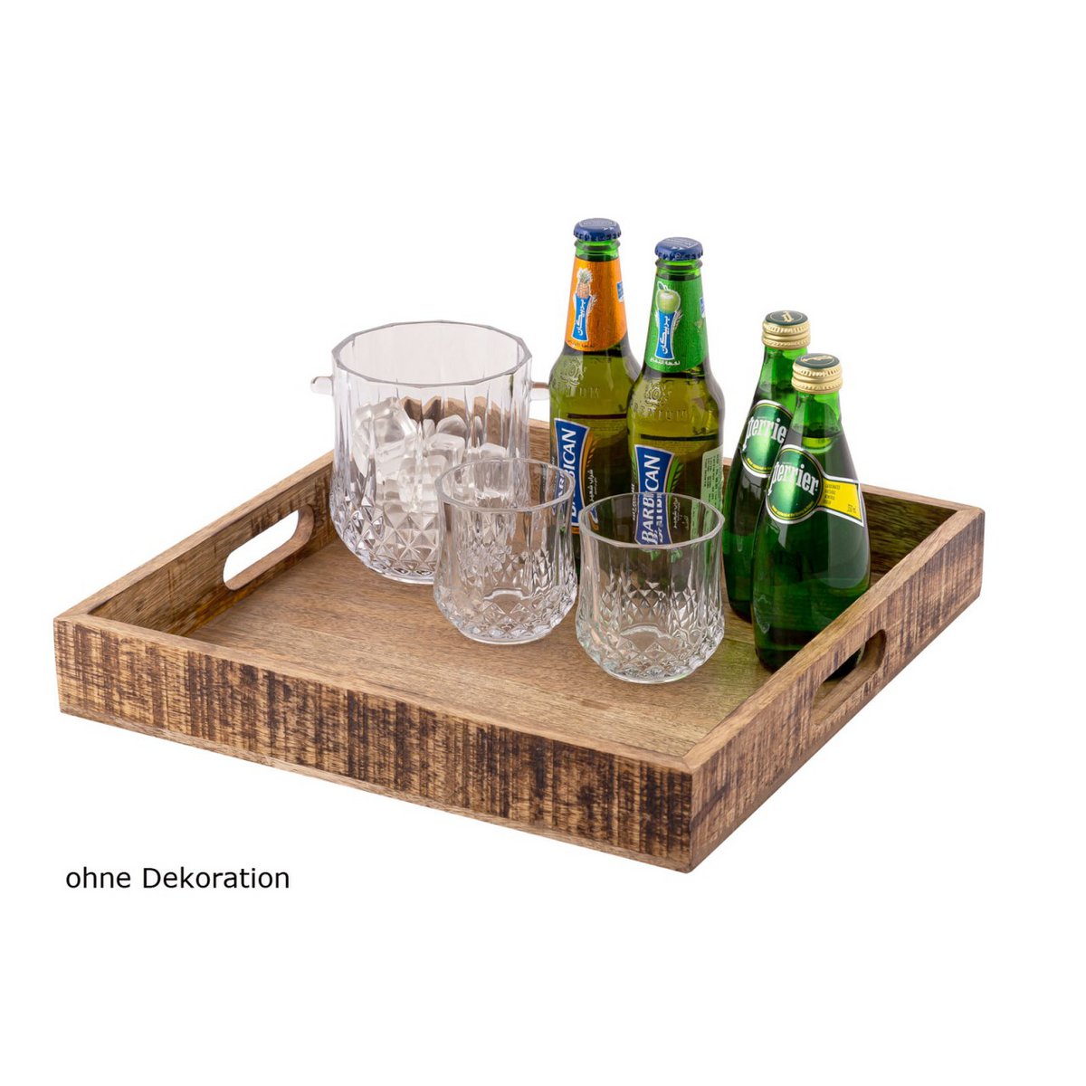 Holztablett Serviertablett 40x40cm Tablett Holz Serviertablett Deko Tablett quadratisch aus Mangohol