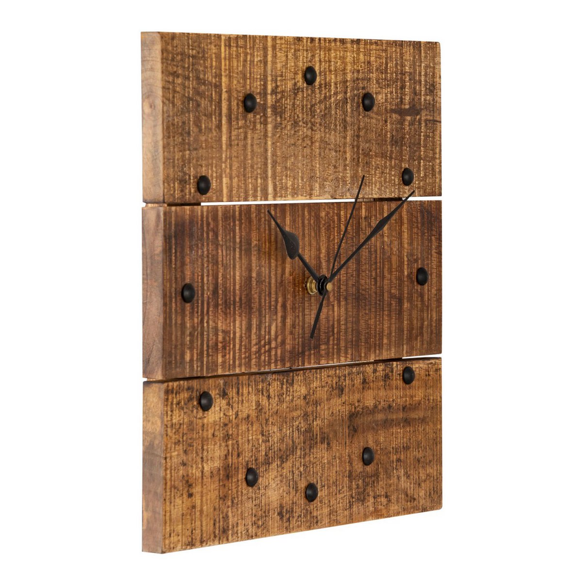 Wanduhr Holzuhr 30x30cm Wanduhr Holz Wohnzimmer lautlos quadratisch aus Mangoholz massiv