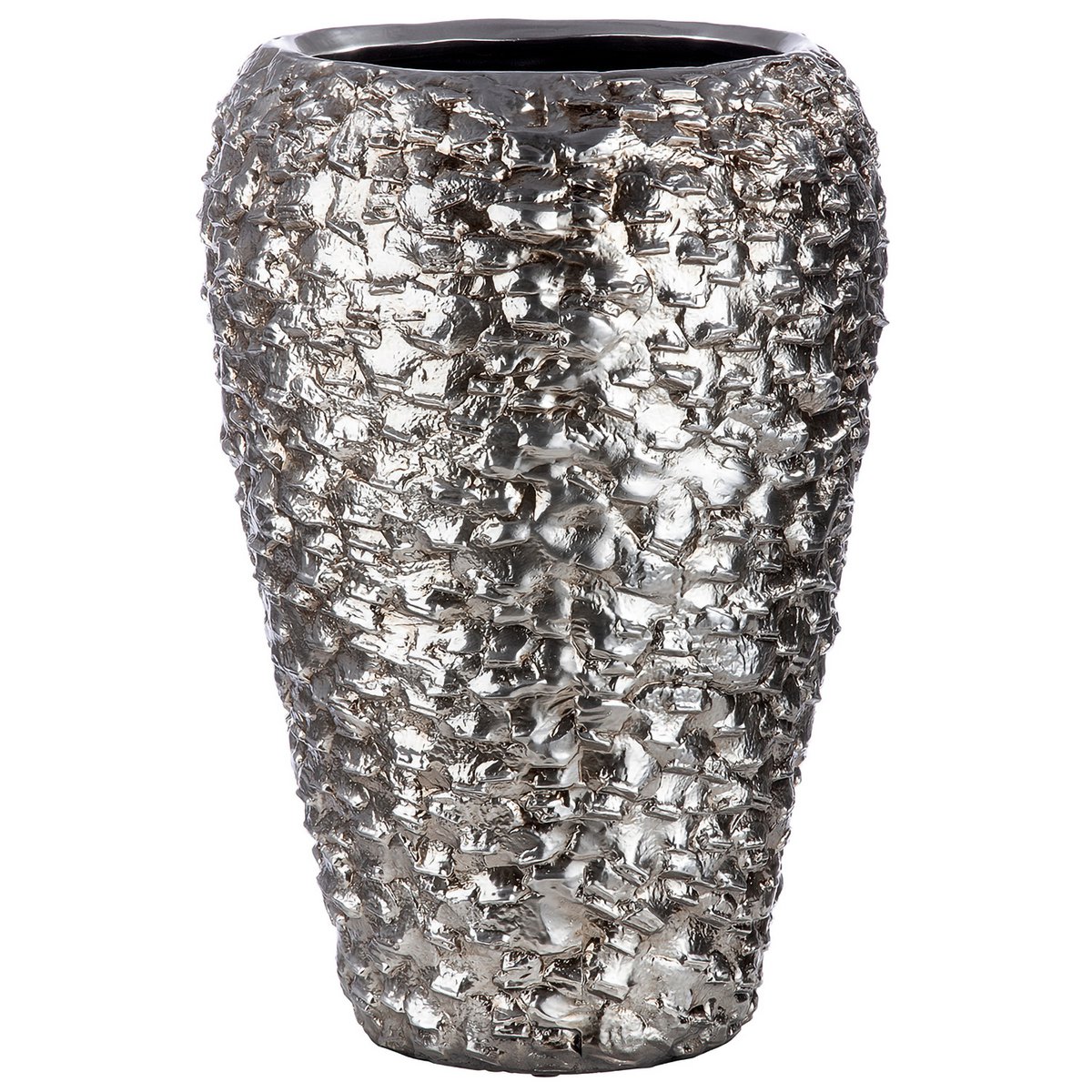 Vase, Bodenvase, Blumenvase, Dekoration BRAGA in Silber aus Keramik