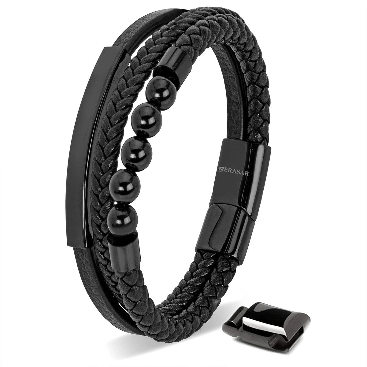 Lederarmband „Perle“ - außergewöhnliches Armband für Deinen Style- SCHWARZ