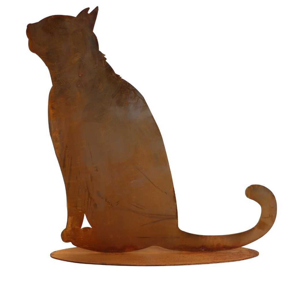 Metal decoration cat sitting in patina