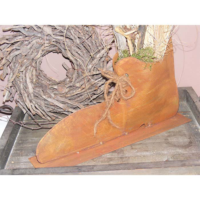 Gartendeko Vintage Schuh | 20 cm x 40 cm | Rost Deko Schuh für Haus und Garten