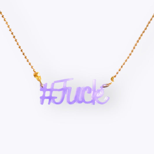 Halskette" #Fuck"  aus recyceltem Kunststoff, 925 Silber 24K vergoldet