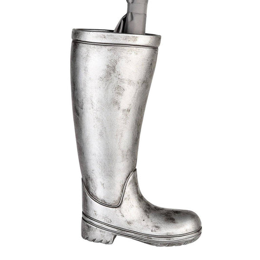 Keramik Schirmständer "Stiefel" silber - HOLE-X-WORLD