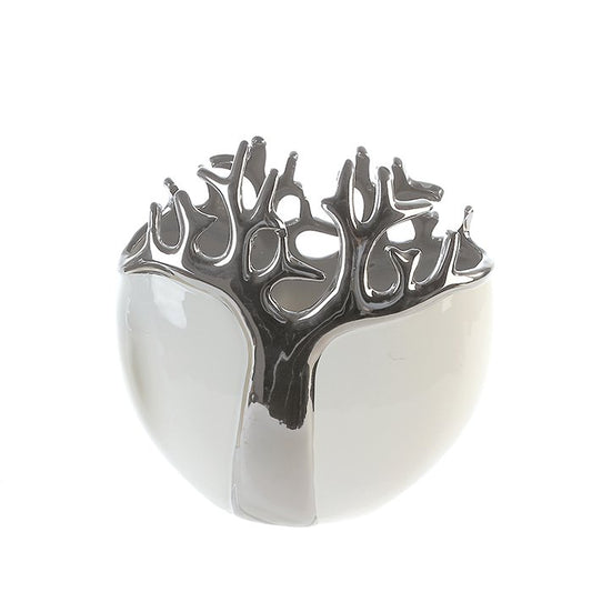 Vase"Tree"weiss/silber,Keramik H.21cm