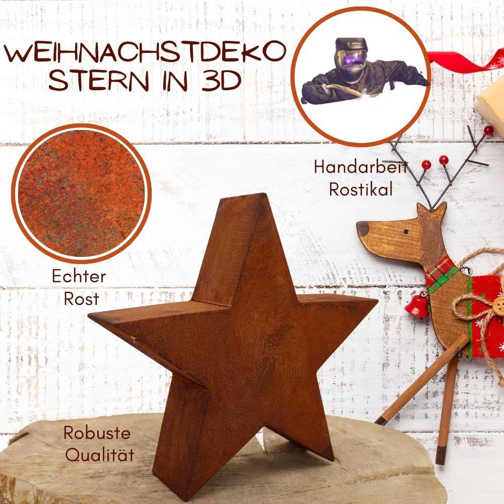 Christmas | Rost Stern in 3D | Weihnachtsdeko Stern aus Metall