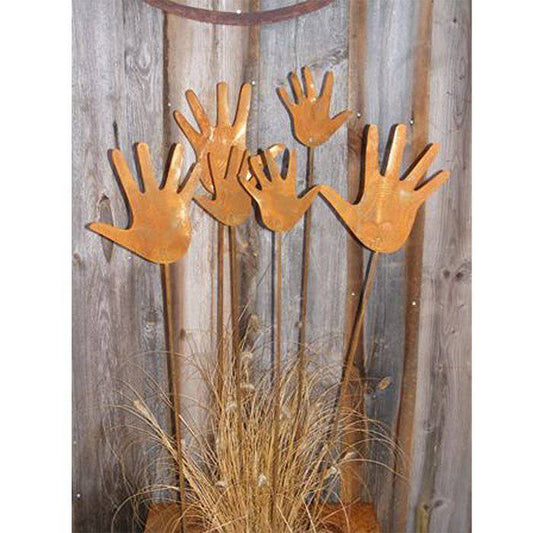 Set of 6 Funny Hands Garden Stakes | Patina garden decoration - HOLE-X-WORLD