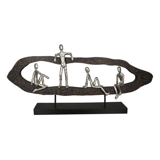 Holz/Aluminium Skulptur "Hang out" silber H.35cm - HOLE-X-WORLD