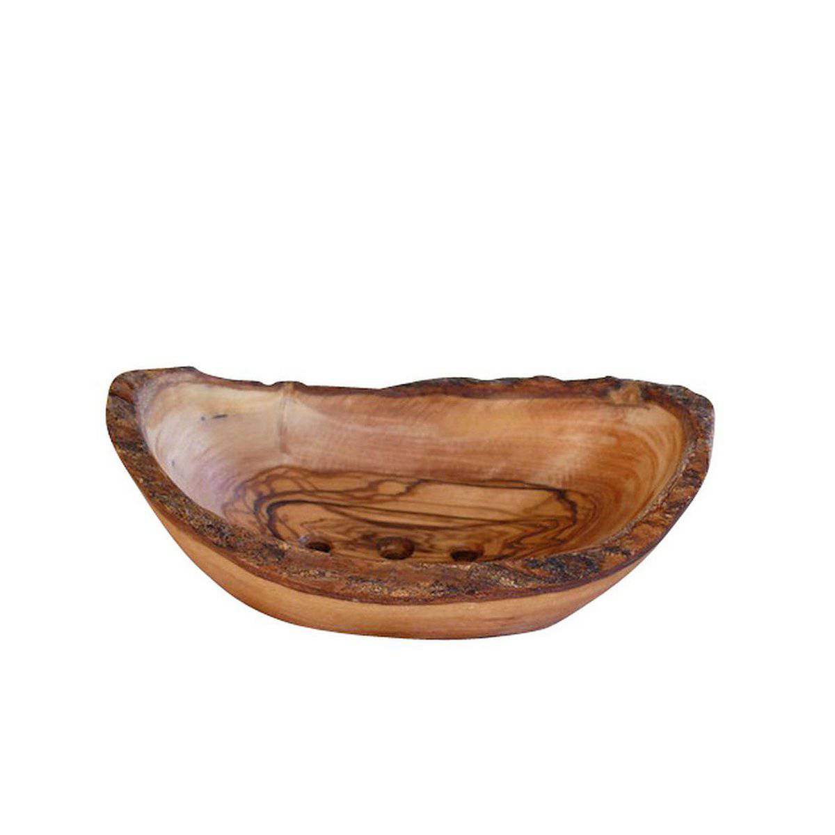 Seifenschale oval rustikal ca. 14 – 16 x 9 x 4 cm aus Olivenholz - HOLE-X-WORLD