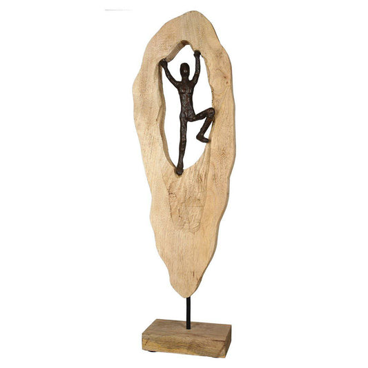 Aluminium/Holz Skulptur "Mountainclimber" H.64cm - HOLE-X-WORLD