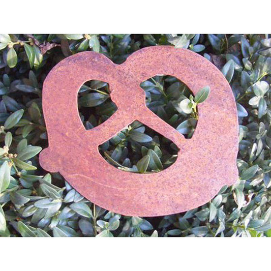 Edelrost Hängedeko Brezel | Rost Deko Breze aus Metall | 13 cm x 15 cm - HOLE-X-WORLD