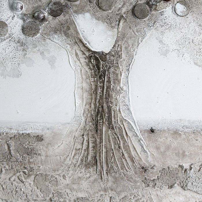 Bild "Big Tree" weiß/grau/silber 120x90cm - HOLE-X-WORLD