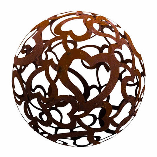 Herzförmige Rost-Metallkugel: Stilvolle Dekoration aus rostigem Eisen
