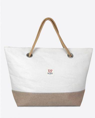 727 Sailbags Reisetasche Carla Nr.5 Leinen und Leder * 100 % recycelte Segel * Null Abfall Ziel - HOLE-X