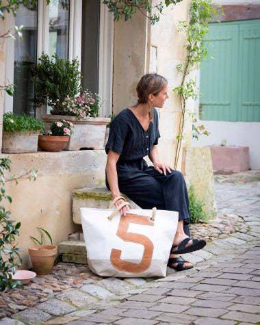 727 Sailbags Reisetasche Carla Nr.5 Leinen und Leder * 100 % recycelte Segel * Null Abfall Ziel - HOLE-X