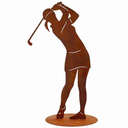 Golferin Figur, Golf Spielerin Rost | 40 cm - HOLE-X-WORLD