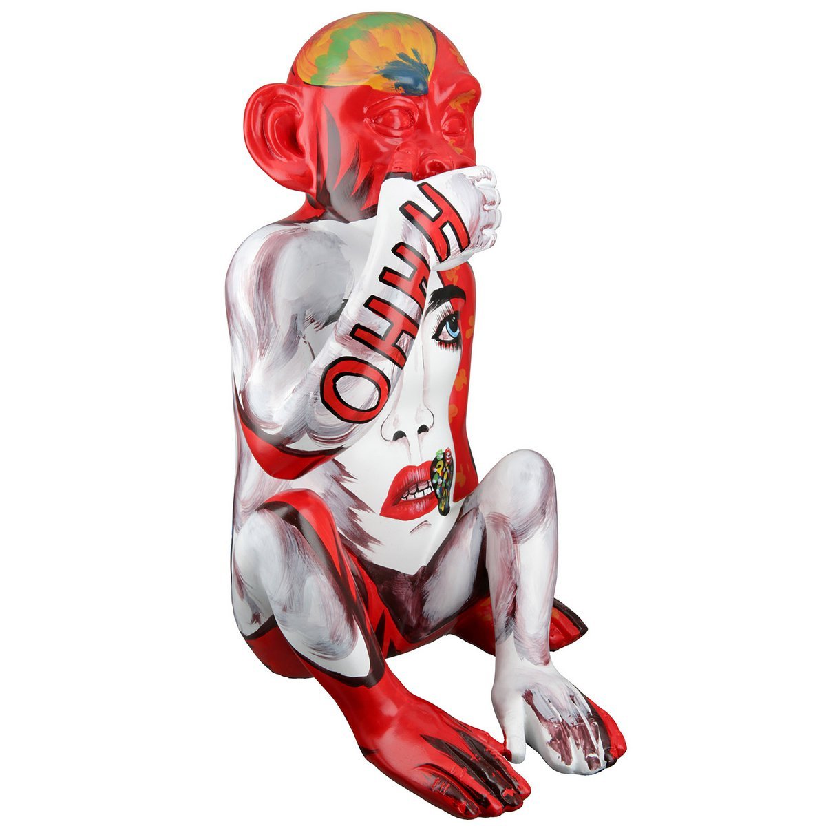 Skulptur, Figur, Tierfigur MONKEY bunt aus Poly