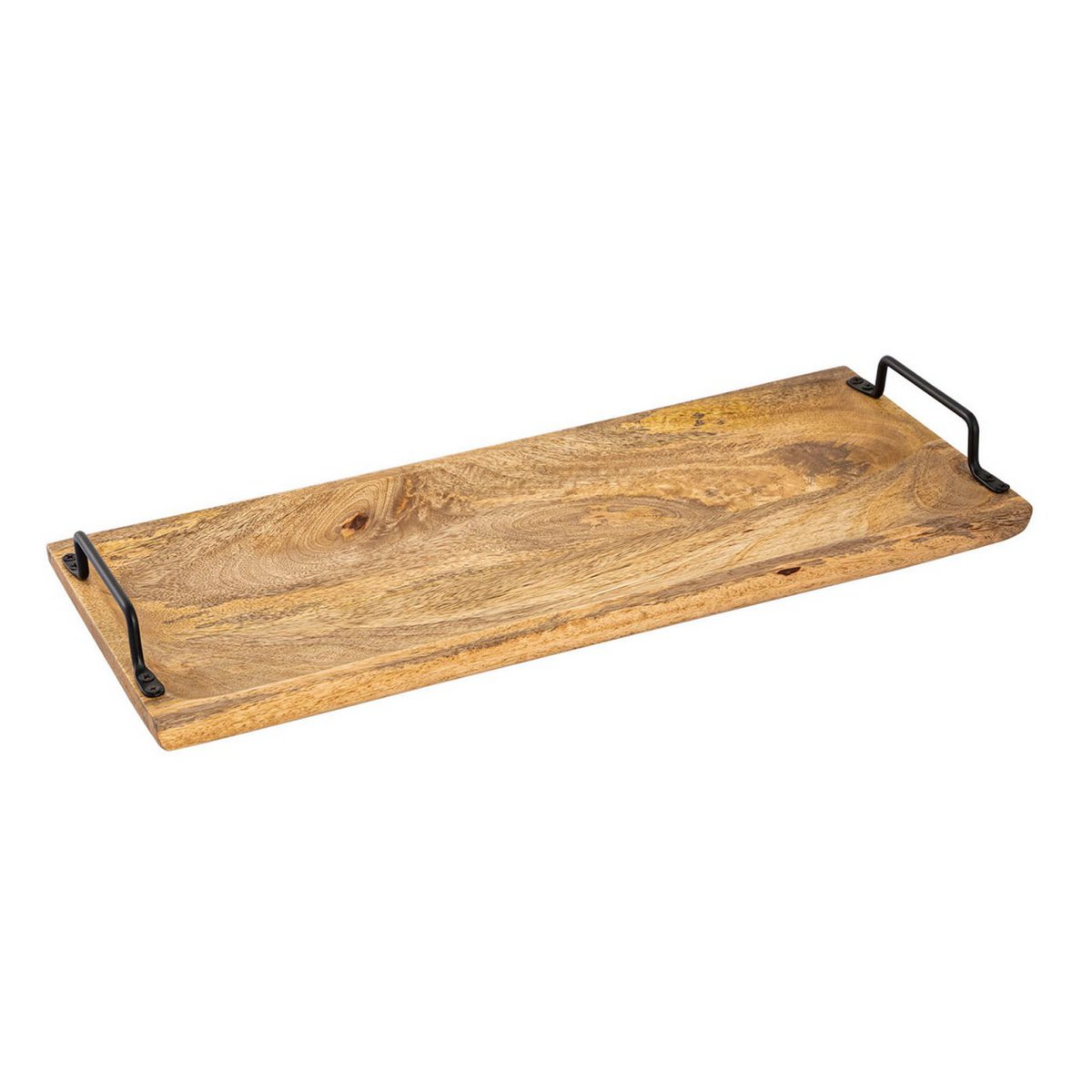 Holztablett Tablett Holz 50x20cm Serviertablett Serviertablett Deko Tablett aus Mangoholz massiv - HOLE-X-WORLD