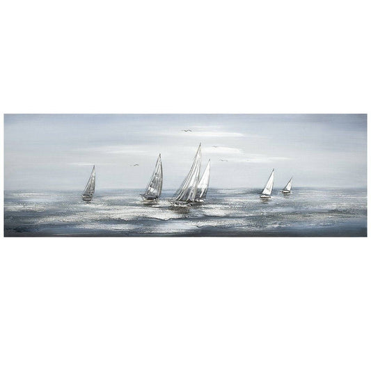 Aluminium/Leinen Bild Gemälde "Silver Regatta"