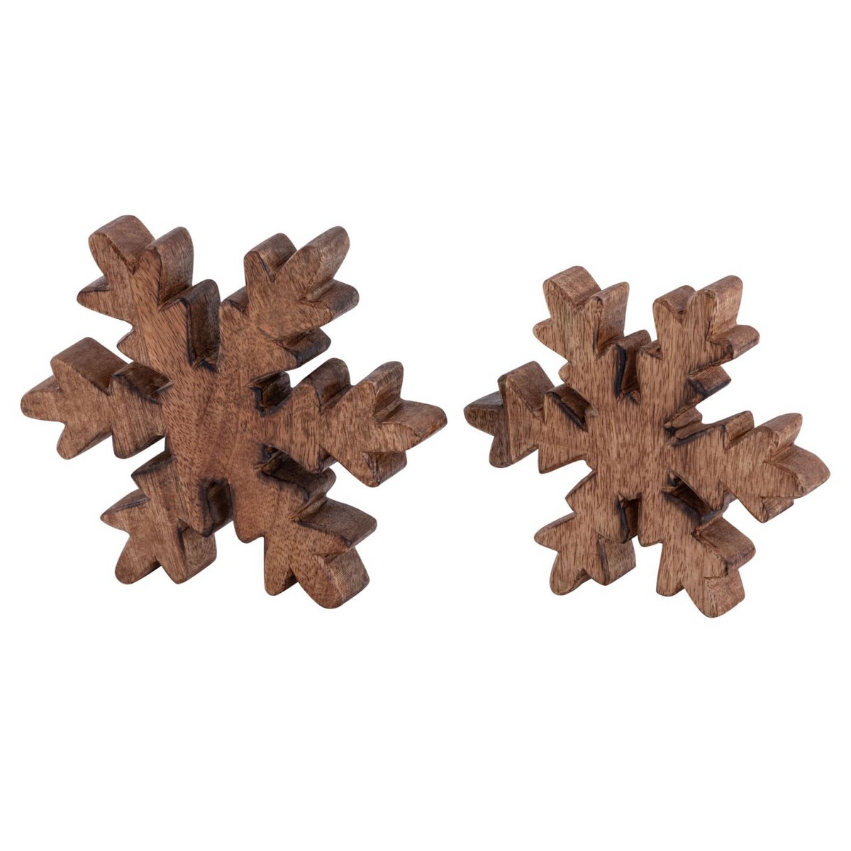 Holzfiguren Schneeflocke 2er Set Dekofigur 18x18cm Weihnachtsdekoration