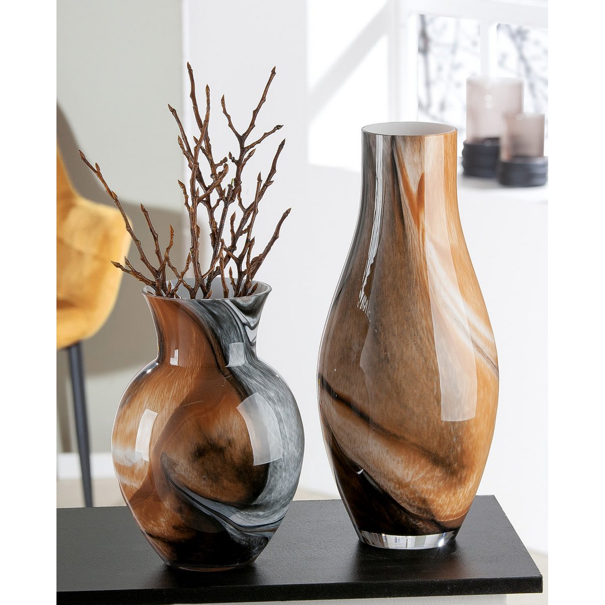 Vase, Blumenvase, Dekoration DRAGA aus durchgefärbtem GLAS, handgefertigt