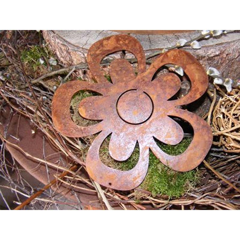 Vintage Hängedeko Blume | Edelrost Gartendeko aus Metall