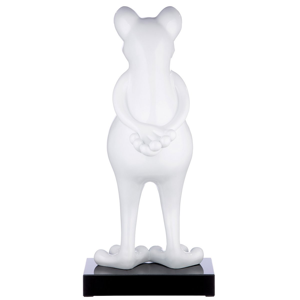 Skulptur, Figur, Tierfigur FROG in weiß-metallic aus Poly