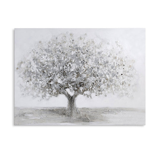 Bild "Big Tree" weiß/grau/silber 120x90cm