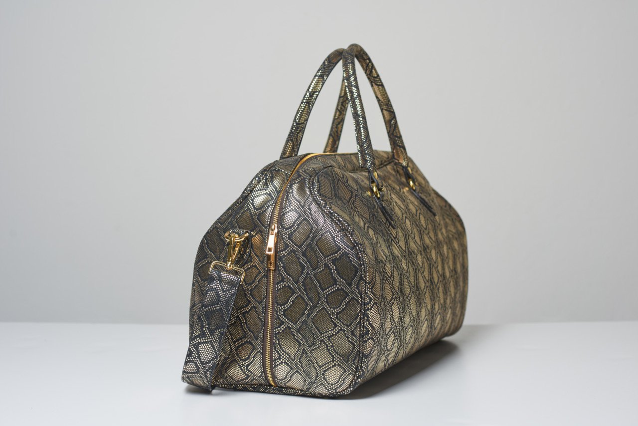 AMBIQUE Sporttasche Fabrizio by Mo Ali Heydarpour Kalbsldertasche gold Limited Edition