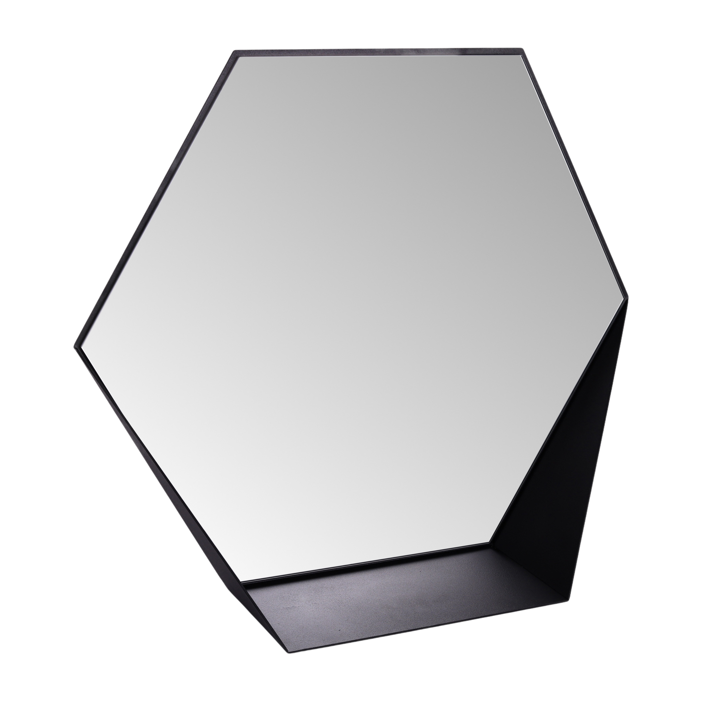 GORILLZ Hive Wall Mirror with Shelf - Hexagon Mirror - 60 x 52 cm - Industrial Black