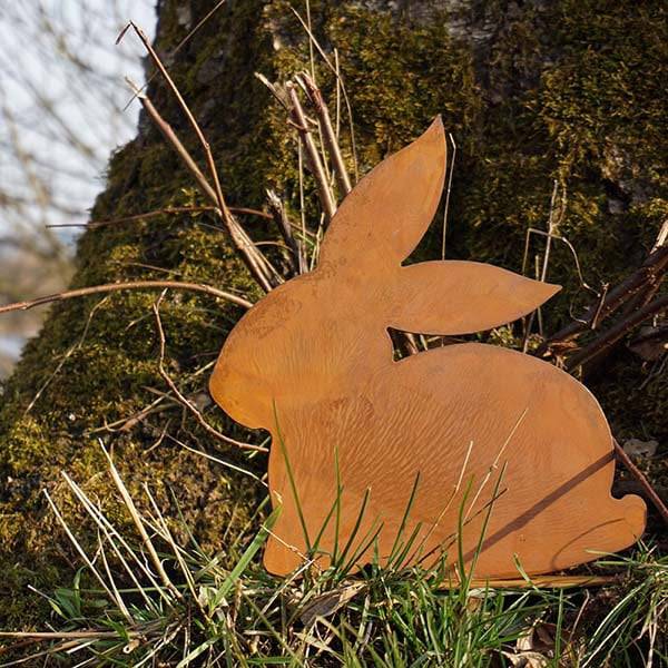 Ostern Rost Deko Hase sitzend | Osterdeko für draußen und drinnen - HOLE-X-WORLD