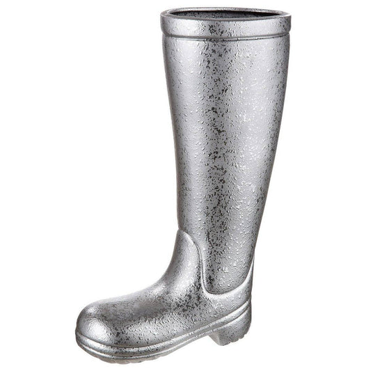 Schirmständer, Objekt, Dekoration STIEFEL in SILBER aus Keramik - HOLE-X-WORLD