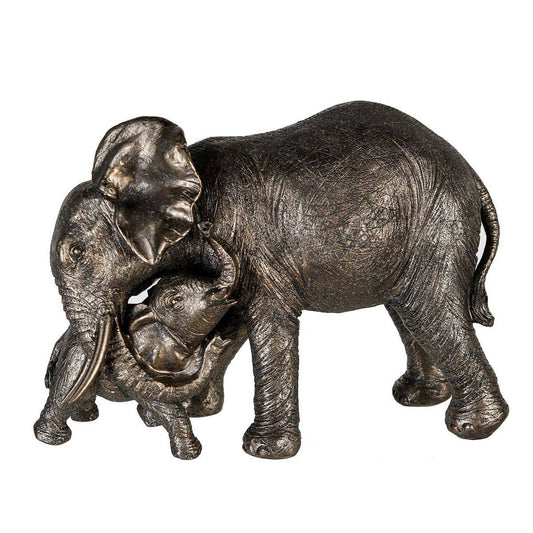 Poly Elefant "Zambezi" mit Jungem, grau/gold - HOLE-X-WORLD