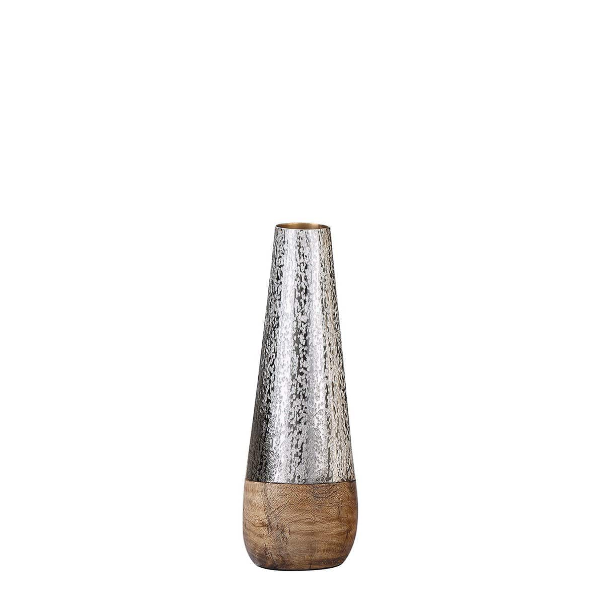 Vase, Blumenvase GALANA aus Metall und Mango Holz, handgefertigt - HOLE-X-WORLD