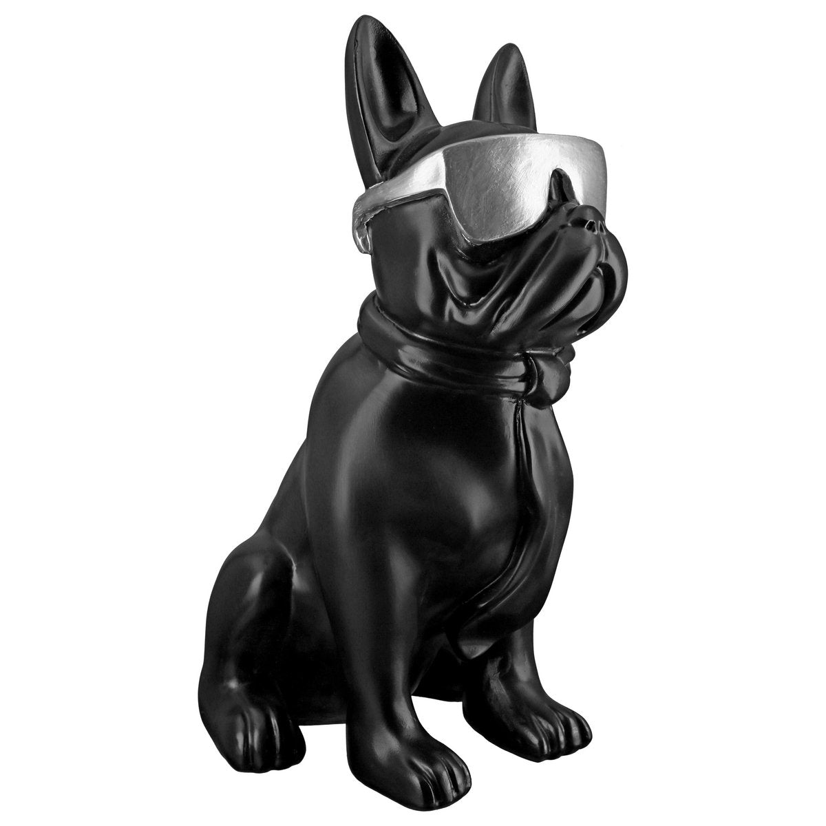 Skulptur, Figur, Objekt, Mops COOL DOG sitzend in schwarz aus Poly