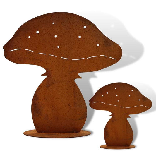 Edelrost Pilze, rostige Herbstdeko aus Metall für Haus und Garten | 30 und 15 cm hoch