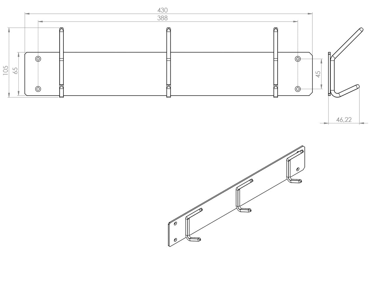 GORILLZ Mystique Three - Industrial - Wall coat rack - Wall coat rack - White