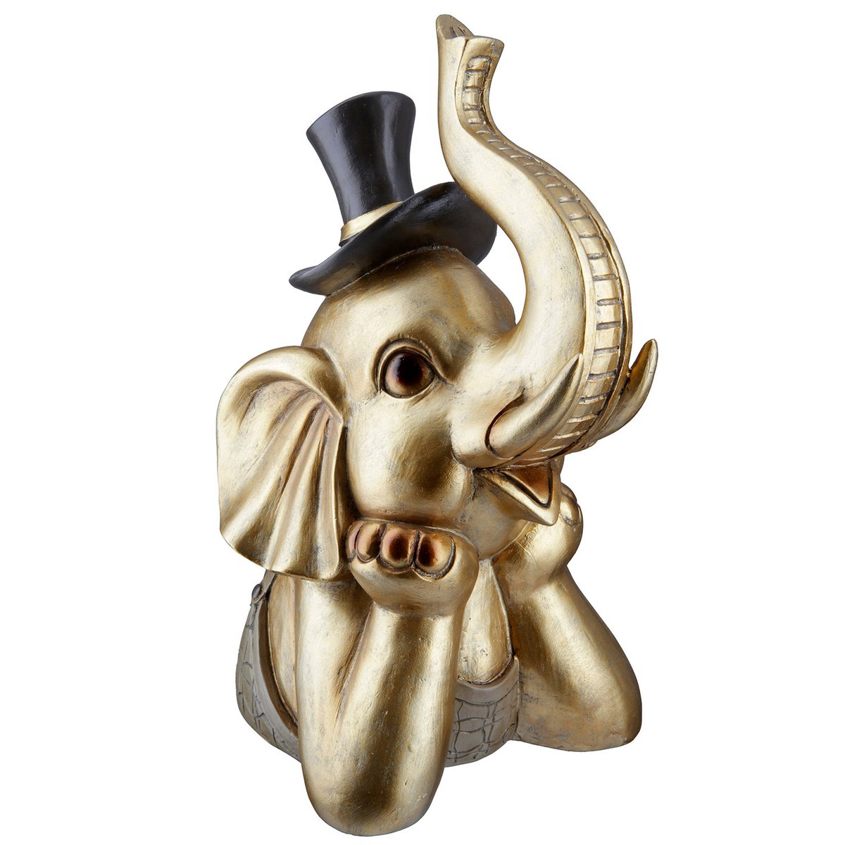 Skulptur, Figur, Objekt Elefant MARONI in Gold, aus Poly