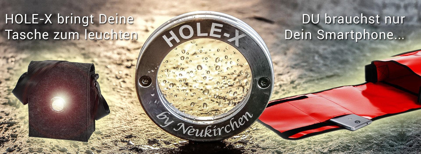 HOLE-X FOXTROTT Tasche Lkw-Plane schwarz Bringe Deine Tasche zum Leuchten mit Deinem Smartphone