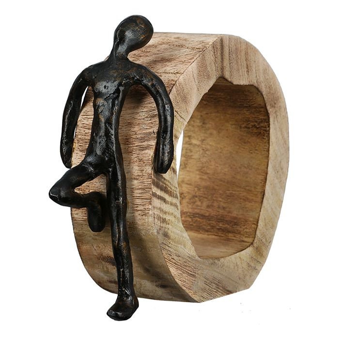 Skulptur "CHARISMA" Bronze Mangoholz  naturbelassene massive Mangoholz-Baumscheibe zum Stellen mit Spruchanhänger - HOLE-X-WORLD