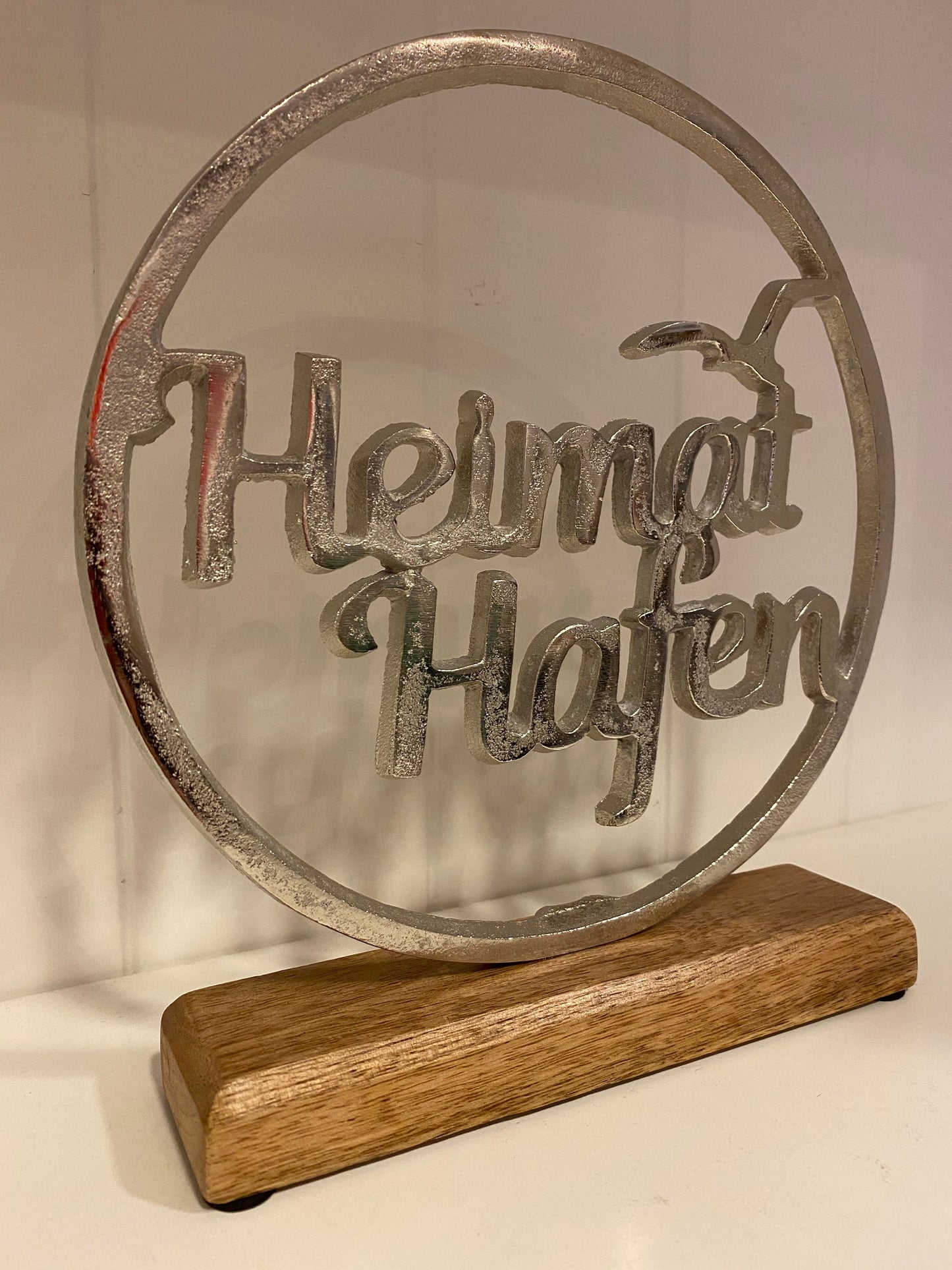 Statue Skulptur Holz mit Aluminium "Heimathafen" maritim handgemacht