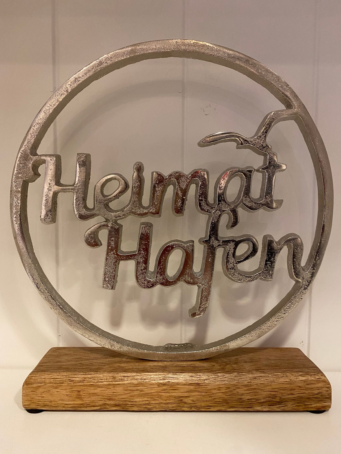 Statue Skulptur Holz mit Aluminium "Heimathafen" maritim handgemacht