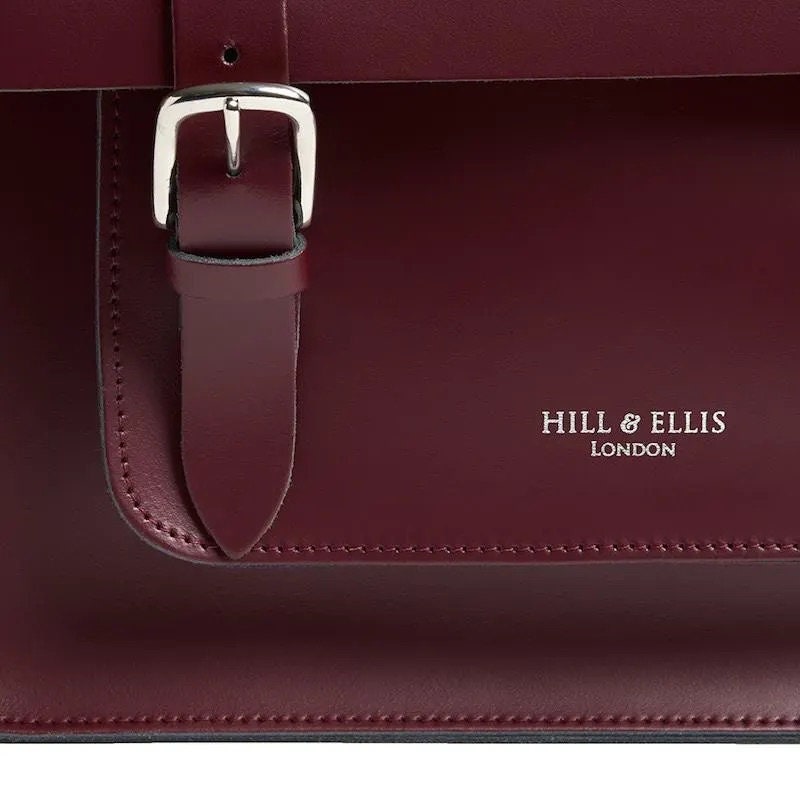 HILL & ELLIES "SHERLOCK" Fahrradtasche Ochsenblut-rot Leder handgefertigt umweltfreundlich hergestellt im Vereinigten Königreich