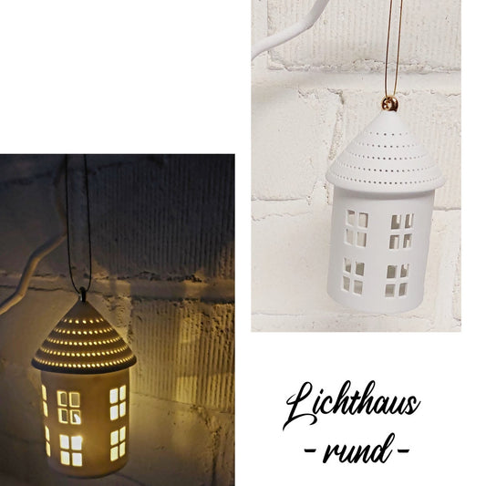 Lichthaus RUND von RÄDER zum Hängen aus weißem Porzellan handgemacht sorgt für wohnliche Akzente..., Teelicht, Kerzenhalter