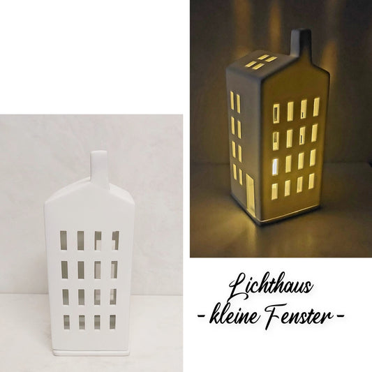 Lichthaus KLEINE FENSTER von Räder aus weißem Porzellan handgemacht sorgt für wohnliche Akzente..., Teelicht, Kerzenhalter