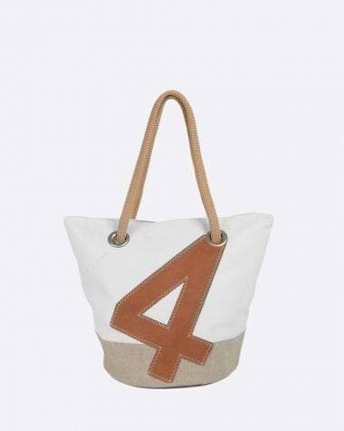 727 Sailbags Handtasche Sandy  N°4 Leinen und Leder * 100 % recycelte Segel * Null Abfall Ziel * weiß beige * handgemacht - HOLE-X