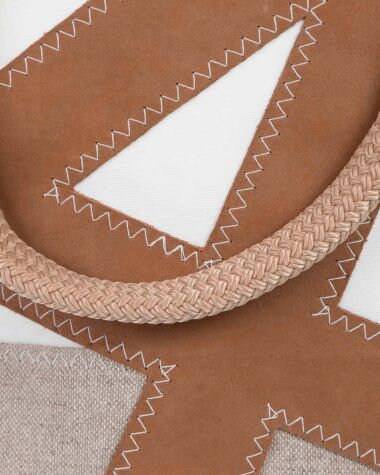 727 Sailbags Handtasche Sandy  N°4 Leinen und Leder * 100 % recycelte Segel * Null Abfall Ziel * weiß beige * handgemacht - HOLE-X